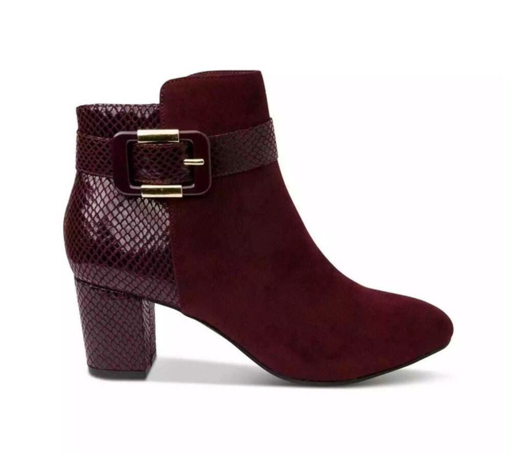 KAREN SCOTT Womens Burgundy Ivyy Almond Toe Block Heel Booties / NEW / Size 8
